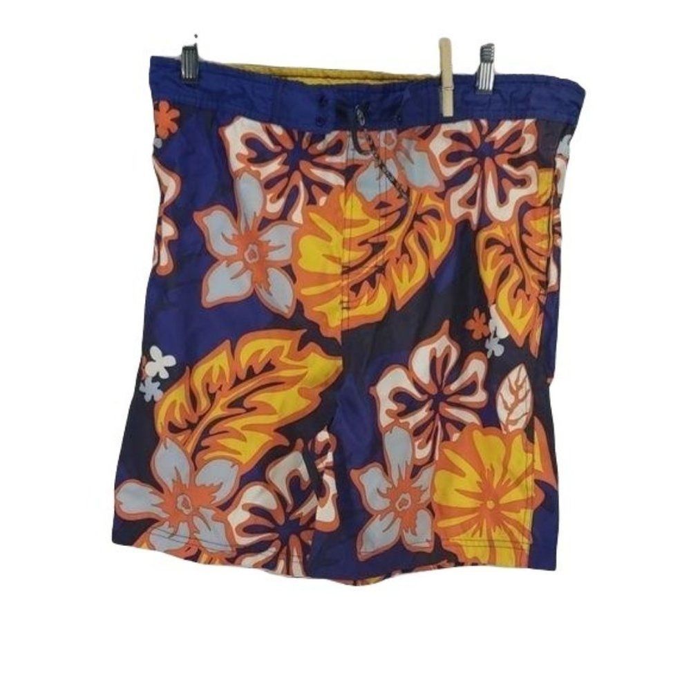 Sand & Sun Boy's Tropical Hawaiian Floral Print‎ Swim Trunks Shorts Size Large